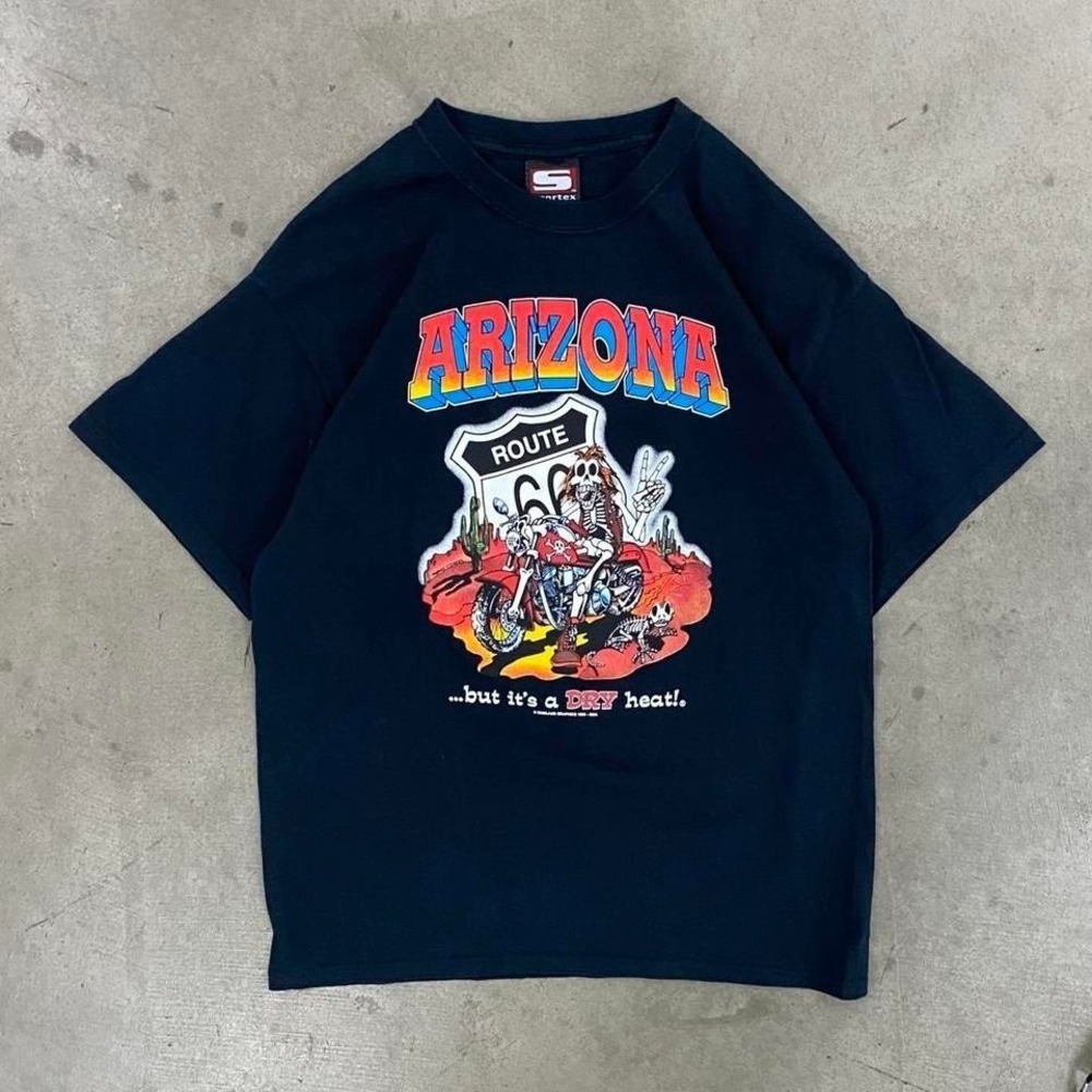 Vintage 90s Arizona But It's A Dry Heat Route 66 Skeleton Graphic T-Shirt